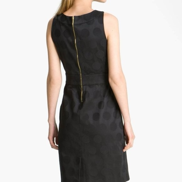Kate Spade Navy Tonal Polka Dot Jacquard Cotton Tailored Pencil Dress - Picture 3 of 8